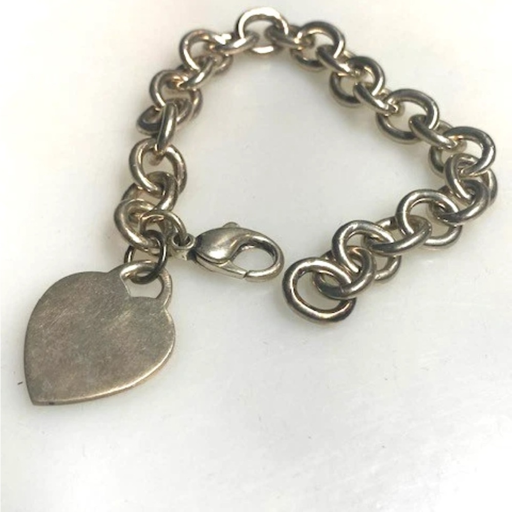 VIKING 925 STERLING SILVER BRACELET WITH HEART CHARM Sz 7